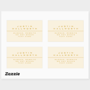 Uniquely Styled Gold & Almond Rectangular Sticker