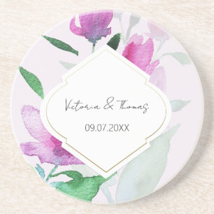 Uniqueness Of Violet Watercolor Art Flowers Coaster