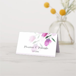 Uniqueness Of Violet Watercolor Art Flowers Place Card