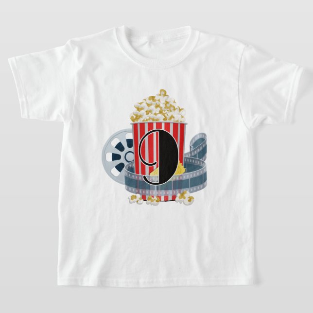 unisex age nine Birthday popcorn movie  T-Shirt (Laydown)