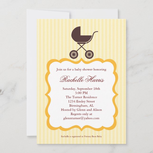 Unisex Baby Shower Invitation with Stroller (Front)