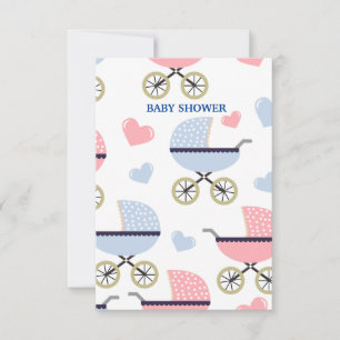 Unisex Baby Stroller Design Baby Shower Thank You Card