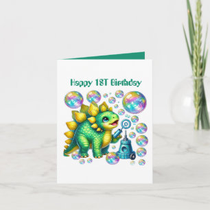 Unisex baby's first Birthday dinosaur bubbles Card