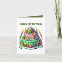 Unisex baby's first Birthday dinosaur cake