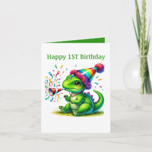 Unisex baby's first Birthday dinosaur  Card