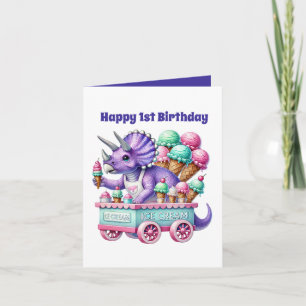 Unisex baby's first Birthday dinosaur Card