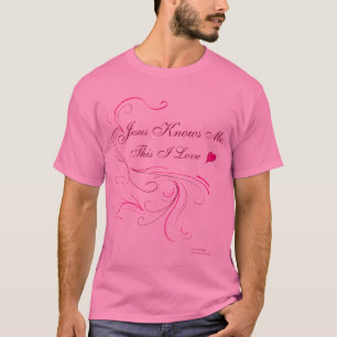 Unisex Basic-T, pink: "Jesus Knows Me, This I Love T-Shirt