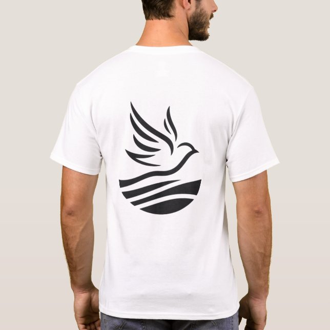 Unisex Bird Silhouette Outline Minimalist Print T-Shirt (Back)
