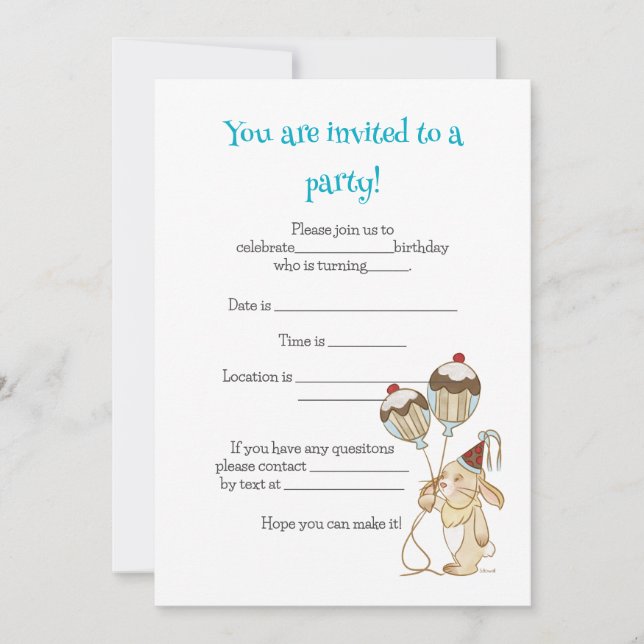 Unisex Child Birthday Invitation. Invitation (Front)