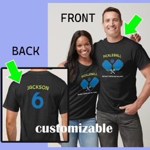 Unisex Custom text (front and back) Pickleball  T-Shirt