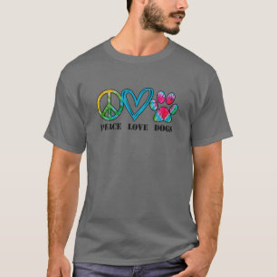 Unisex Dog Peace Love Dogs Tie Dye Dog Dad Dog Mum T-Shirt