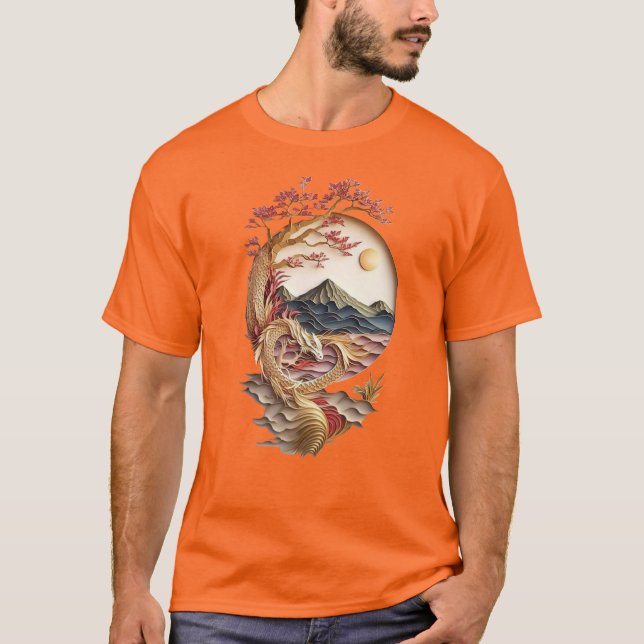 Unisex Dragon Oragami Tshirt  (Front)