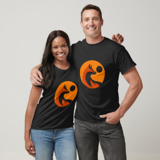 Unisex Fox Orange Silhouette Circle Minimalist T-Shirt