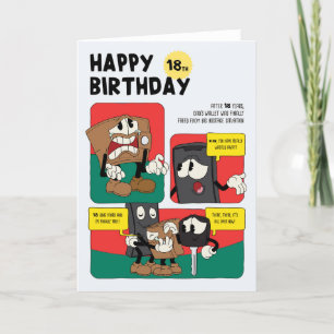 Unisex Funny Humour Comic Strip 18th Birthday Card