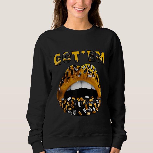 Unisex Got Em Lip Sneaker Match 1 High Og Pollen Sweatshirt (Front)
