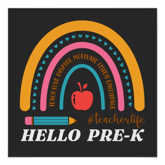 Unisex Hello Pre K,Hello Preschool, Preschool Poster (Front)