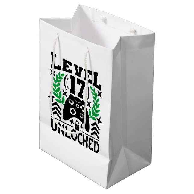 Unisex kids gamer Birthday age seventeen Medium Gift Bag (Front Angled)