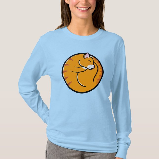 Unisex Lazy Cat Days Long-Sleeve Light Blue T-Shir T-Shirt (Front)