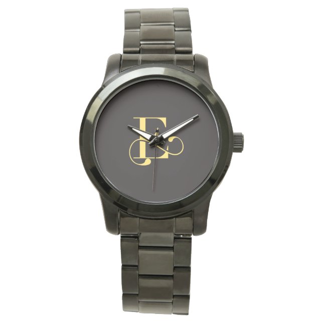 Unisex Monogram  Oversize Black Bracelet Watch (Front)
