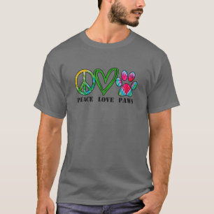 Unisex Pet Peace Love Paws Tie Dye Dog Dad Cat Mum T-Shirt
