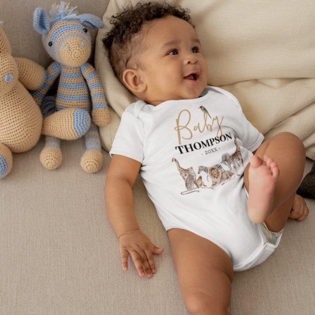 Unisex Safari Animal Baby Announcement Bodysuit (Creator Uploaded)