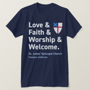 Unisex St James' Navy Welcome text T-Shirt