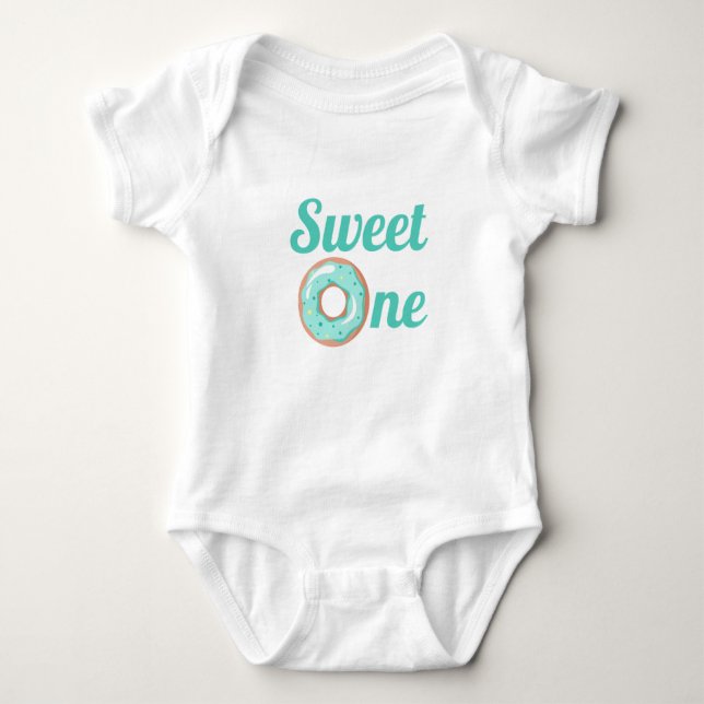 Unisex Sweet One Doughnut Birthday Baby Bodysuit (Front)