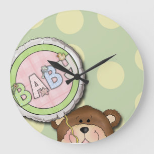 Unisex Teddy Bear Nursery Bedroom Large Clock