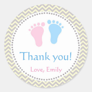Unisex Twins Baby Shower Labels Pink Blue