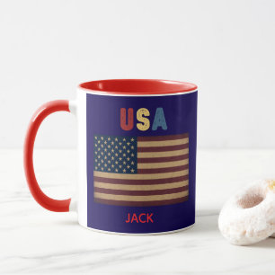 Unisex USA American Flag Retro Vibe Mug