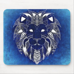 Unisex White Lion With Blue Background Mouse Pad