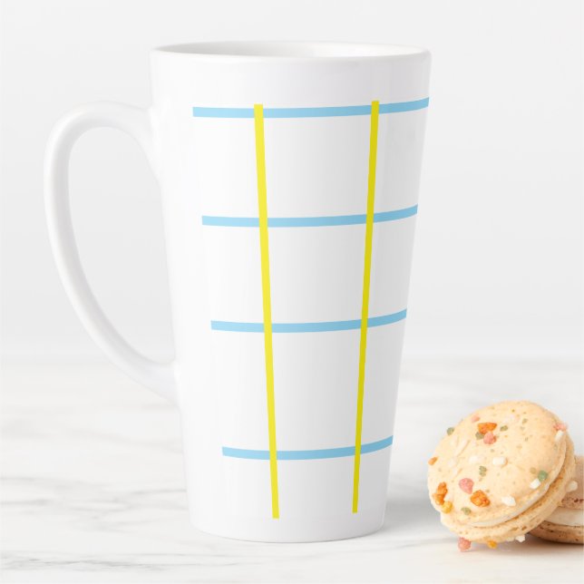 Unisex Yellow, Blue White  Latte Mug (In Situ)