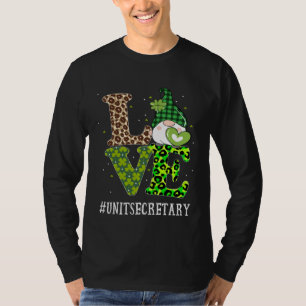 Unit Secretary Love St Patricks Day Gnome Leopard  T-Shirt