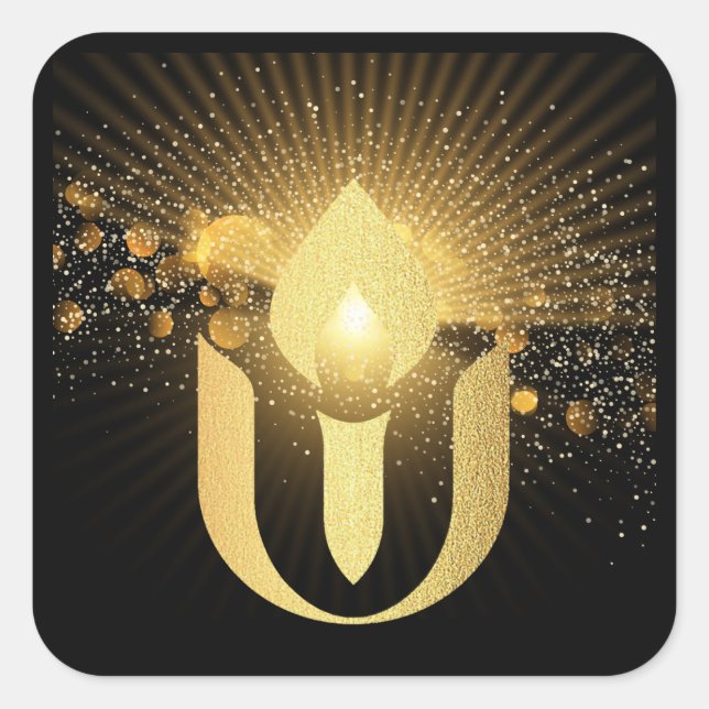 Unitarian Universalism gold glow chalice  Square Sticker (Front)