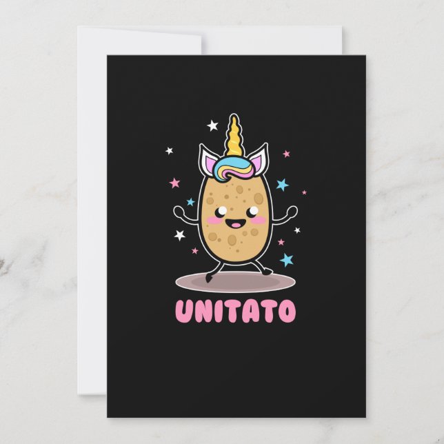 Unitato Unicorn Potato Cute Funny Vegetable Fries Invitation (Front)