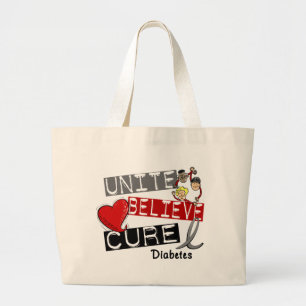 UNITE BELIEVE CURE Diabetes Large Tote Bag