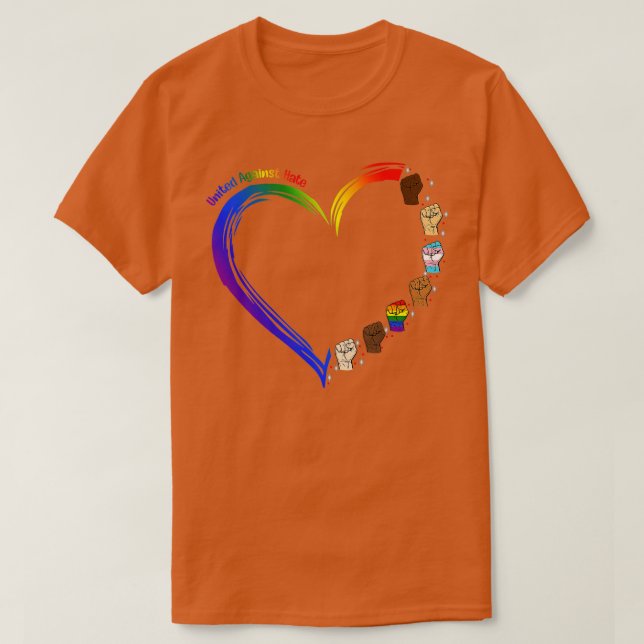United Against Hate LGB Pride Black Melanin Heart  T-Shirt (Design Front)