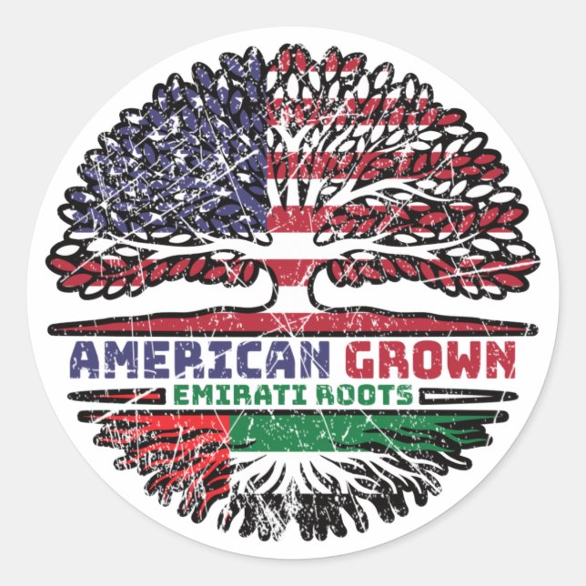 United Arab Emirates Emirati US American USA UAE Classic Round Sticker (Front)
