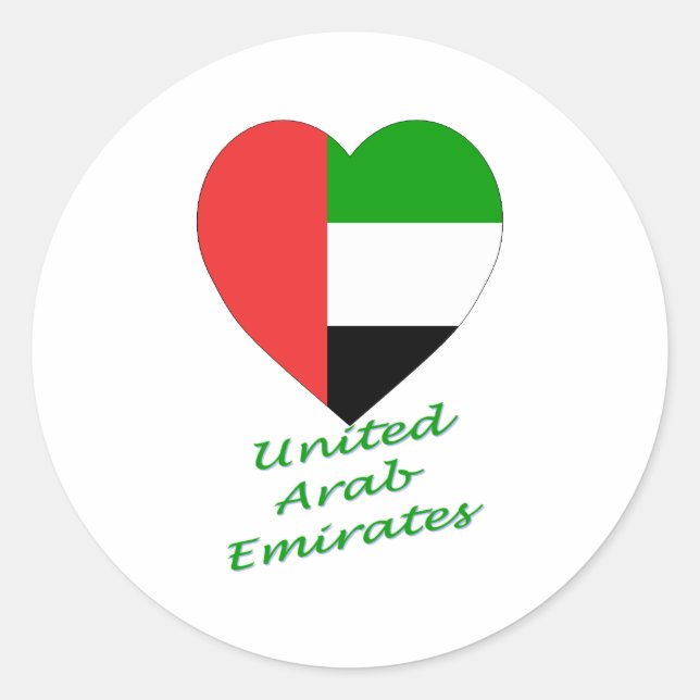 United Arab Emirates Flag Heart Classic Round Sticker (Front)