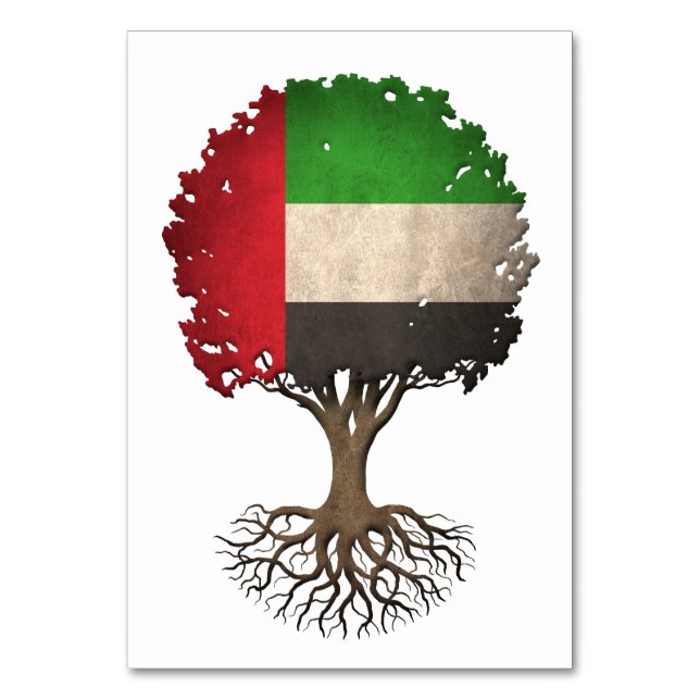 United Arab Emirates Flag Tree of Life Customizabl Table Number (Front)