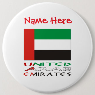 United Arab Emirates UAE Flag Red Personalize Name 6 Cm Round Badge