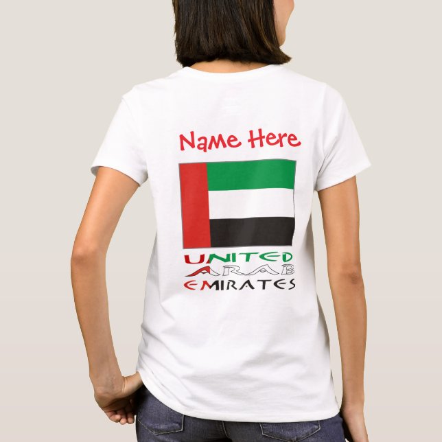 United Arab Emirates UAE Flag Red Personalize Name T-Shirt (Back)