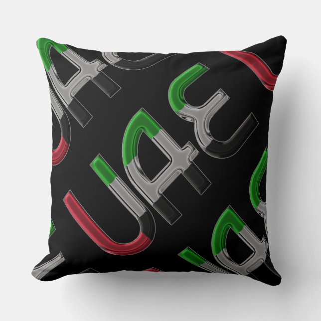 United Arab Emirates UAE Flag Typography Souvenir Cushion (Front)