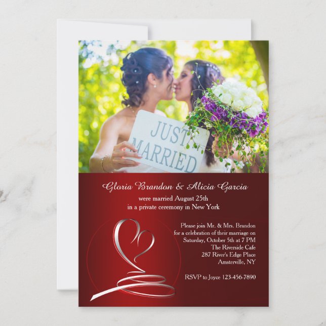 United At Last Photo Post Wedding Invitation (Front)