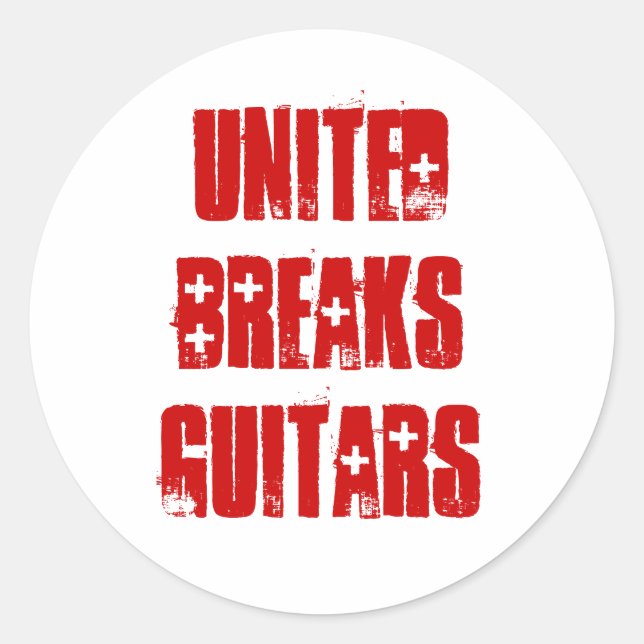 United Breaks Guitars Classic Round Sticker (Front)