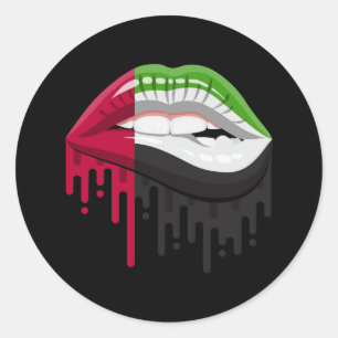 United emirates arab lips pride root flag classic round sticker