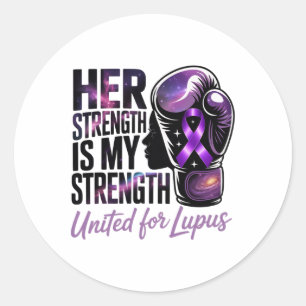 United For Lupus Purple Awareness Ribbon And Boxin Classic Round Sticker