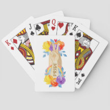 United Hands with Pride Floral Playing Cards