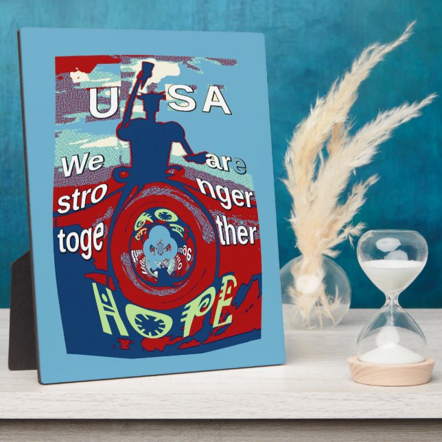 United in Hope: Stronger Together - USA Art Print  Plaque (Side)