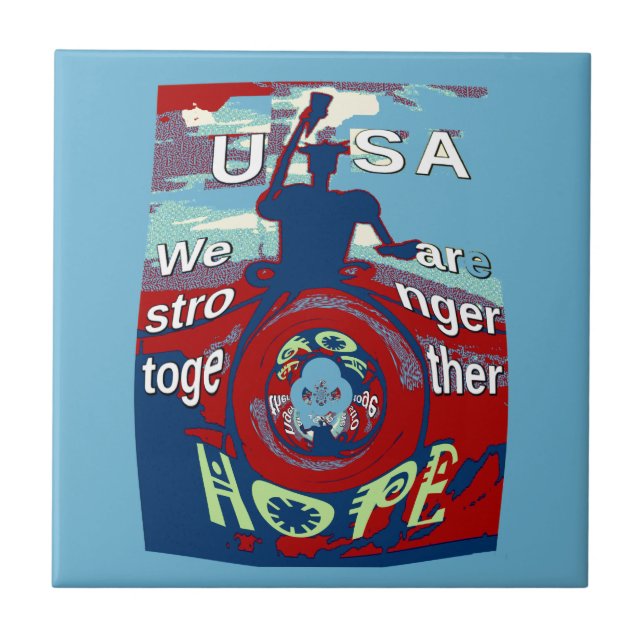 United in Hope: Stronger Together - USA Art Print  Tile (Front)